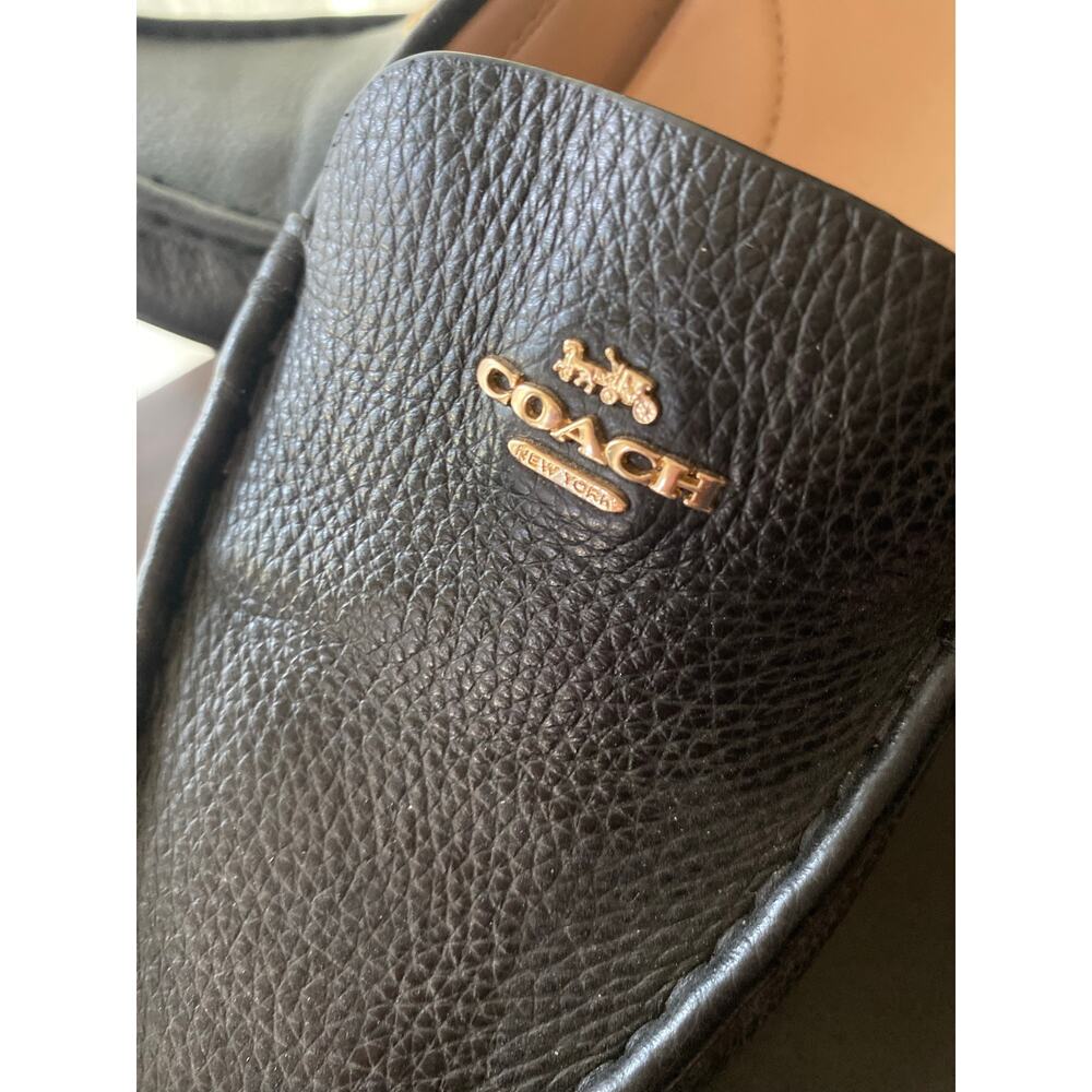 Coach Marley Driver Black Pebbled Leather Loafers Size 11B Gold Logo G4835 - Picture 9 of 9